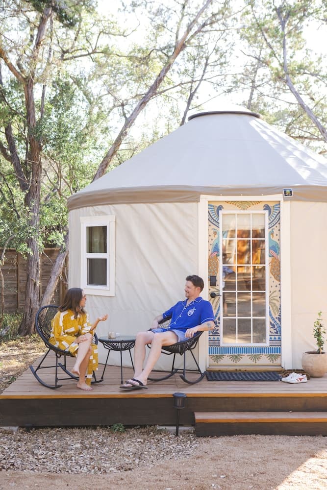The Peacock Yurt at Camposanto ATX Glamping on Lake Travis