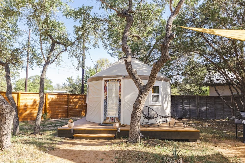 The Macaw Yurt at Camposanto ATX Glamping on Lake Travis