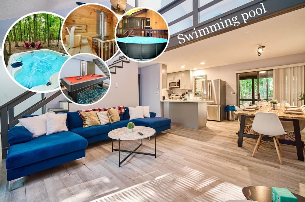 4BD Family Cottage in Pocono Forest W Private Pool & Hot-tub by RedAwning