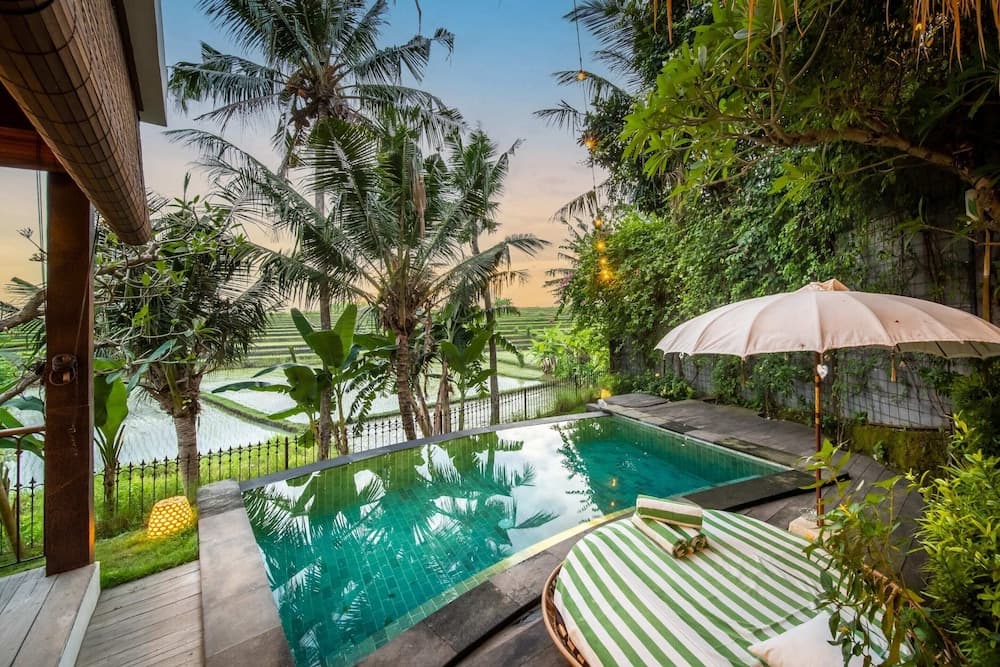 Tropical Private Villa, 3 BR, Canggu Ricefield View
