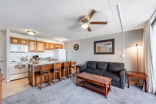 Waikiki Banyan High Level Condo with Ocean Views from the Private Lanai