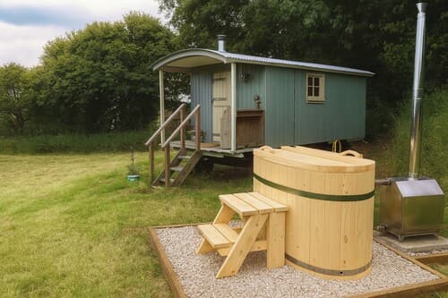 1 Bed Shepherds Hut - Sleeps 2 -wood Fired Hot Tub