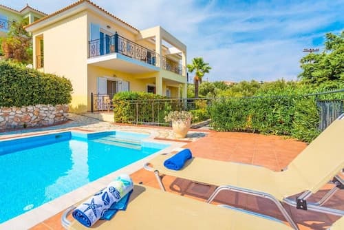 Skala Villa Yellow Large Private Pool Walk to Beach Sea Views A C Wifi - 2826